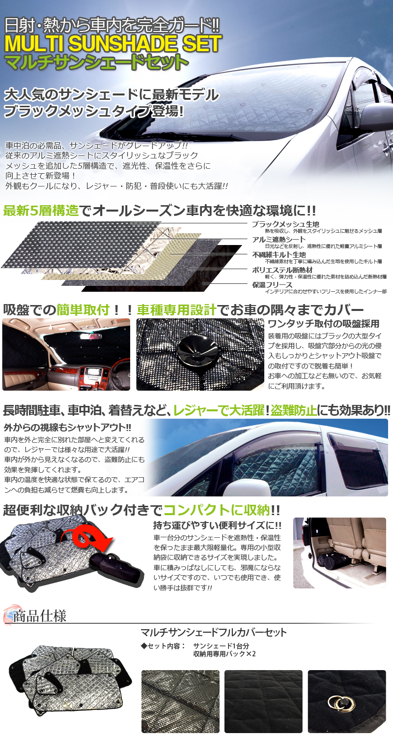 プリウスα専用　マルチサンシェードセット