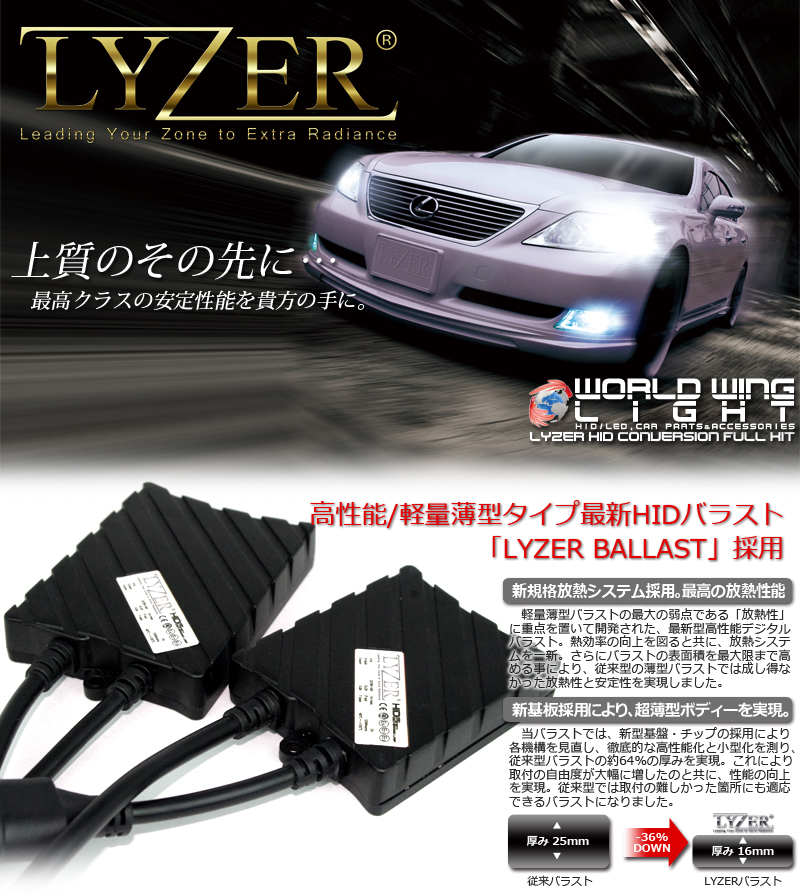 LYZER 55W HIDコンバージョンフルキット HB4