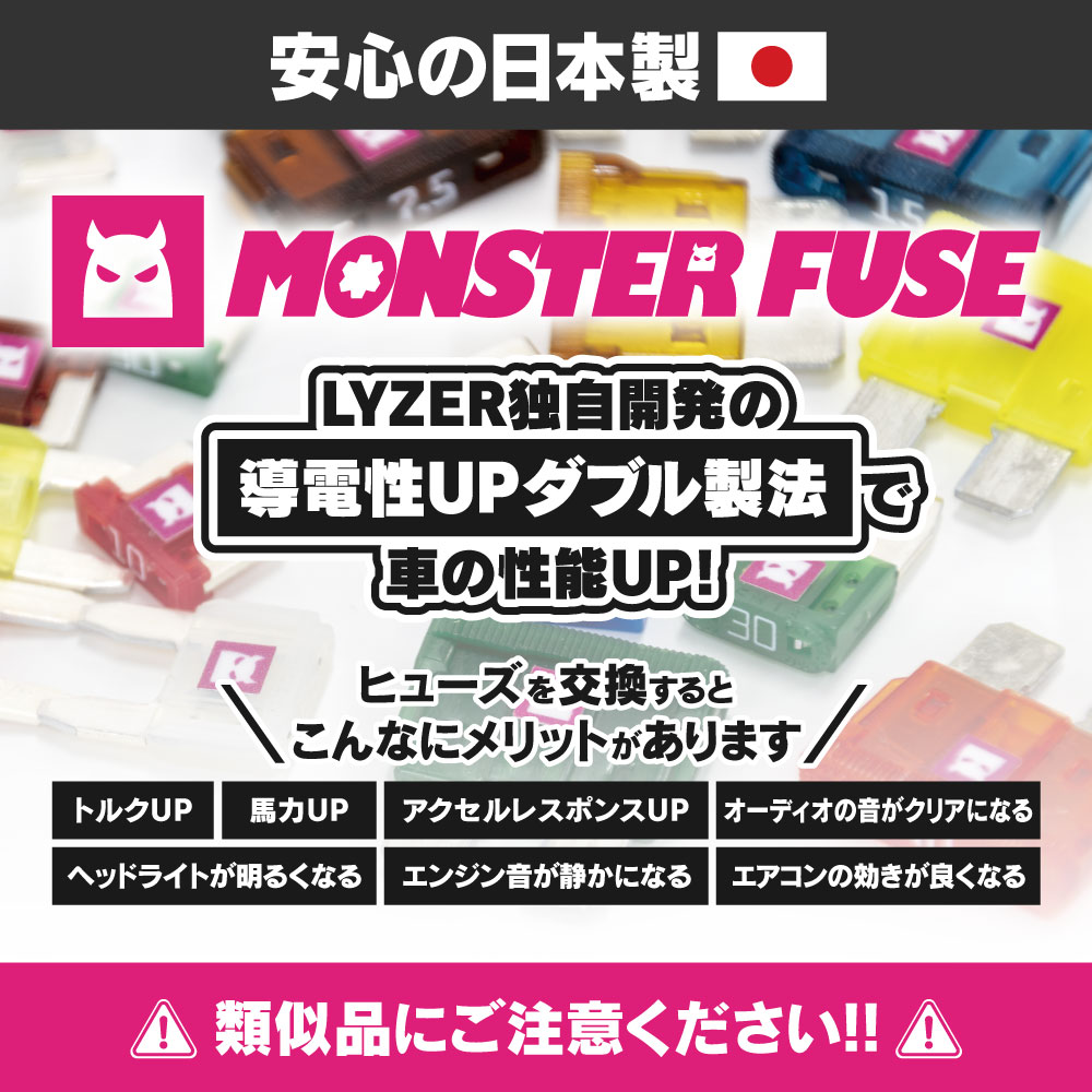 Lyzerオフィシャルショッピングサイト World Wing Light Monster Fuse Miniタイプ 単品 アンペア数選択